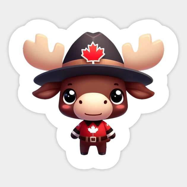 Cute Canadian Mountie Moose Illustration Sticker by Dmytro